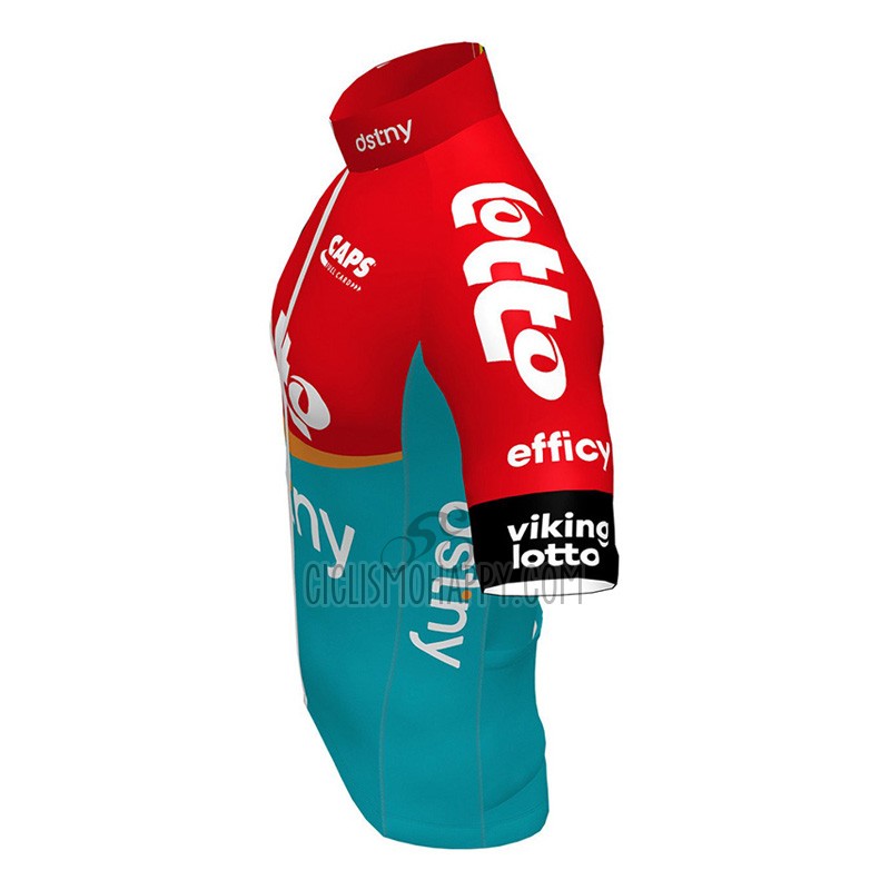 Lotto Dstny Cycling Jersey Bib Short 2023 Short Sleeve Red Sky Blue